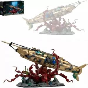 거대한 문어 진열대 레트로 기계식 해저 어드벤처 모델 키트 주요 벽돌 브랜드와 호환되는 책상 장식이