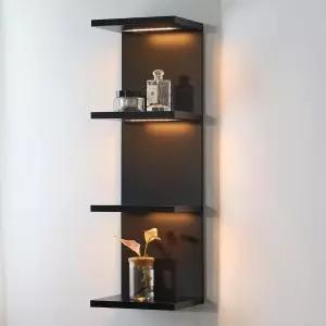 애스크태그 4단 LED 벽 선반 - 화장실 침실 거실을 위한 현대적인 플로팅 간편한 설치 화장품 및