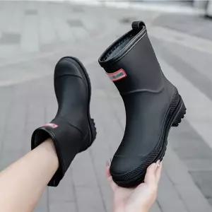 푹신한 패션 키높이 장화 장마철 여성 숏 레인부츠 논슬립 [fF9061E]