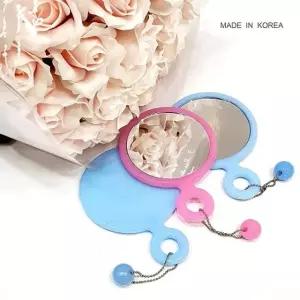 화장 핑크) 판촉 탁상 벽 미용 귀여미원형고리손거울(스카이블루 [f38BF3B]