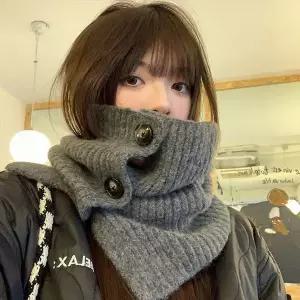패션소품 머플러 쓰리버튼 골지 니트 넥워머 머플러