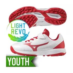 미즈노 유소년야구화 인조잔디화 라이트레보 주니어 화이트레드 Mizuno 11GT222362WR 주니어야구화