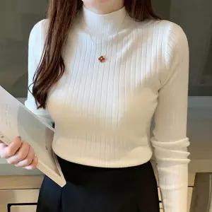 여자 겨울 반 폴라 골지 하프넥 이너 슬림 골지 니트 hGR7+8lIJ