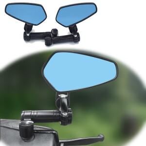 범용 CNC 바이크 오토바이 백미러, 블루 눈부심 방지 볼록 혼다 CB1000R CB300F 용