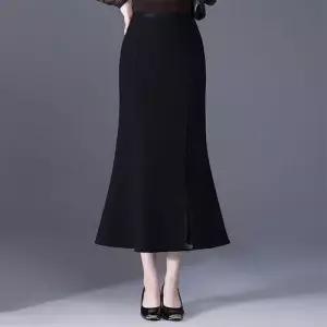 여성용 치마 롱 오피스룩 가을 쉬폰 시폰 레이스 머메이드 하이웨스트 힙업 BE3