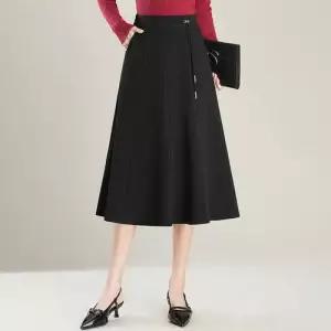 가을 캐주얼 치마 여자 롱 쉬폰 시폰 A라인 룩 정장 플리츠 BE3