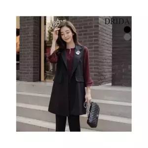 드리다 엄마옷 여성 카라 정장 조끼 빅사이즈 롱 베스트 봄 가을 50-60대 중년 마담 하객 상견례 출근 모임