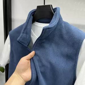 엘럽 남자 가을 민소매 하이넥 양면 가디건 폴라폴리스 집업 조끼 박템3