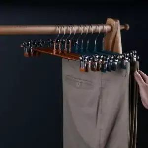 [생활] 원목 회전 미끄럼 방지 바지 행거 옷걸이 바지걸이