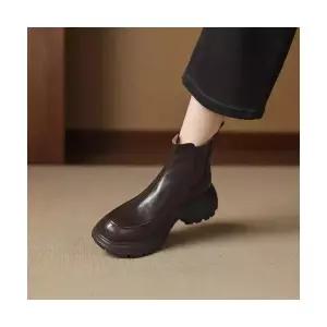 엘럽 여성용 워커힐 빈티지 앵클부츠 통굽 첼시부츠 가죽 키높이 워커 박템5