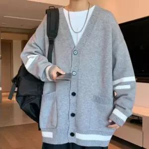[의류] 루즈핏 니트 가디건 점퍼 자켓 남성 캐주얼 배색 야상점퍼 바람막이 여성점퍼 여성자켓 청자켓