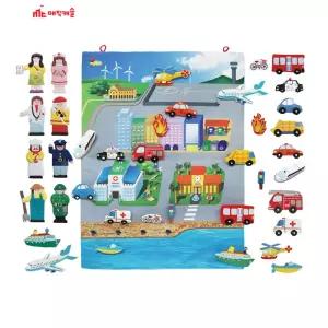 차트 우리동네 교통수단 (톡톡 손가락 직업 포함)역할놀이 헝겊 유아장난감 완구