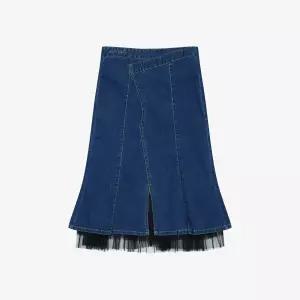 [베스띠벨리]베스띠벨리 크로스 망사 데님 스커트 B