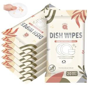 Threlaco 7팩 캠핑 접시 물티슈 여행용 비누 크루즈 청소 필수품 140개 미니 사이즈 휴대용 개인 관리 제품