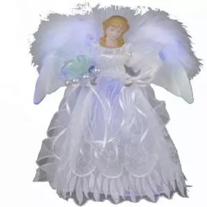 커트 애들러 12인치 흰색 및 은색 광섬유 LED 엔젤 트리탑