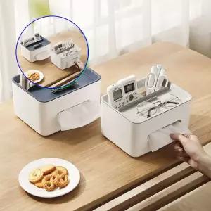 쌍문상회 티슈수납박스 소품보관 테이블정리함 핸드폰거치 휴지상자