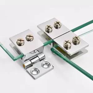 호환  90 180 학위 양면 클립 홈 설치 유리 클램프 아연 실용적인 내구성 캐비닛 도어 경첩 욕실 가구 찬장