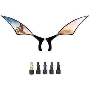 Nifeida 오토바이 블랙 블레이드 후방 바이크 더트 (8mm 할리 차퍼 사이드 어댑터) 미러, 스트리트 스포츠바이크 다이나 볼록 스쿠터 소프테일 크루저 및 바이크에 뷰 10mm 적합,