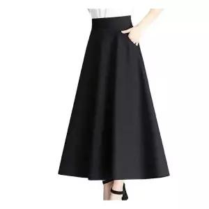고무줄스커트 여성 A라인 밴딩 블랙 스커트 정장 롱치마