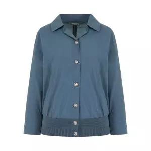 [크로커다일레이디]밑단 니트 배색 블루종 블라우스 CLDFBL105_US_US