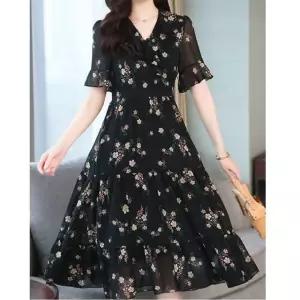 여자 꽃무늬 프릴 반팔 원피스 시스루 데이트룩 FFK7+4JpA