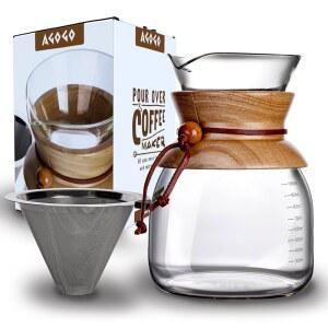 아고고, 304개의 스테인리스 필터 카라페 대용량 10컵으로 커피 메이커 드 위에 붓습니다