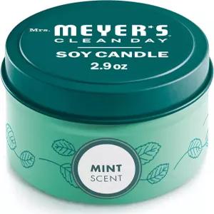 마이어 부인의 깨끗한 날 소이 틴 캔들 12시간 연소 시간 왁스와 에센셜 오일로 만든 민트 2.9온스