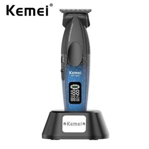 Kemei 남성용 전문 헤어 트리머 무선 충전식 클리퍼 커팅 머신 제로 갭 수염 9000rpm