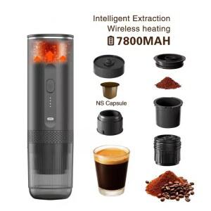 새로운 3 IN 1 무선 휴대용 에스프레소 머신 캡슐 커피 파우더 여행용 메이커 스마트 추출 가열