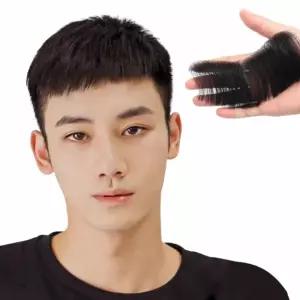 (언니네 가발) 붙이는 인모 헤어라인 부분(접착면2cm) (16x6cm) 남자 정수리 커버 아빠 남성 정수리용