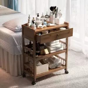원목 트롤리 미용웨건 우드 이동식 트레이 다용도 무서랍