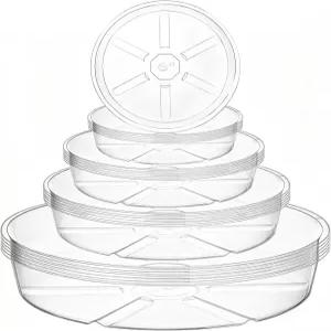 하카로아 24팩 투명 식물 접시 드립 트레이 6/8/10/12인치 플라스틱 물받이 실내 야외 식물용 화분 원형