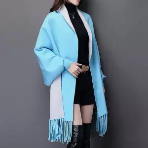 블루+그레이 가디건 숄(여성용) 여자 스타일 박시 루즈핏 패션 캐주얼