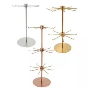 럭셔리 스테인레스 주얼리 진열대 회전 악세사리 거치대 3단 헤어라인 티타늄 골드 바닥용