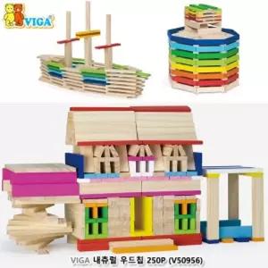 (VIGA) 내츄럴우드칩 250P (V50956)장난감 완구 블럭 원목 다용도 쌓기놀이 어린이 아동 유아