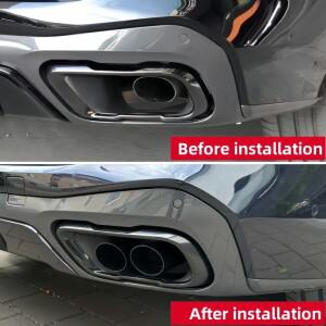 BMW X5 더블 콘센트 스테인레스 스틸 테일 파이프 G05 배기 업그레이드 하이 머플러 팁 깍지