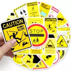 안전 경고 스티커 교통 도로 안전 경고 스티커 주의 표지 리무버블 다이어리 오토바이 휴대폰 그래픽