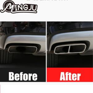 2개/대 후면 듀얼 배기 머플러 테일 장식 엔드 파이프 팁 커버 트림 스테인레스 스틸 아우디 Q7 2016