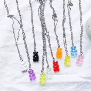 빈티지 크리스탈 비즈 우정 곰돌이 큐트 목걸이 곰돌이 비즈 여름 써지컬