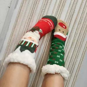 여성 크리스마스 성탄절 산타 루돌프 도톰 홈 수면 양말