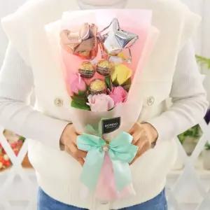 끌레르 페레로로쉐 비누꽃다발 (핑크) 초콜릿 사탕 부케 졸업식 입학식