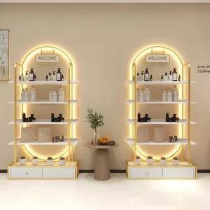 화장품 선반 피부 진열장 디스플레이 미용실 에스테틱 원기둥 조명