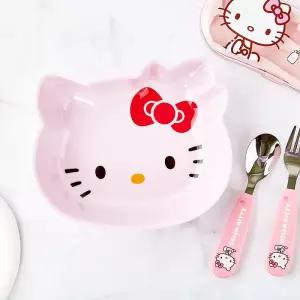 헬로키티 넓고깊은 시리얼볼-핑크스텐대접 아동식기 유아 캐릭터 식기 이식 어린기 어린이