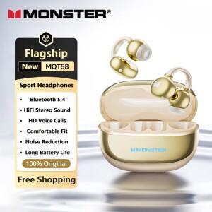 몬스터 MQT58 헤드폰 이어 클립 OWS Bluetooth 5.4 긴 내구성 소음 감소 음악 게임 듀얼 모드 버드