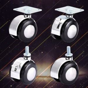 합금 회전 바퀴 가구 고무 보호 브레이크 의자 헤비 듀티 M8 나사 플레이트 인치