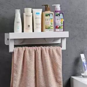 작은 욕실 인테리어 벽선반 미니 화장실 용품 정리대 수건걸이 흡착식