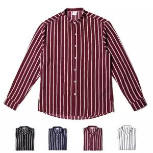 차이나셔츠 남자남방 넥 긴팔 봄 여름 스트라줄무늬 카라