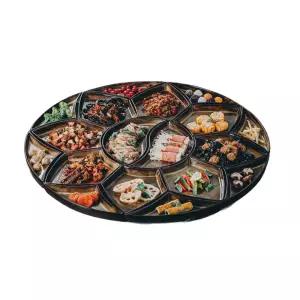 구절판 부채 원형 테이블 접시 모양 나눔접시