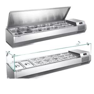 토핑 반찬냉장고 탁상형 업소용 냉장 샐러드 바트 미니 김밥 진열대 피자 보온고 냉장고