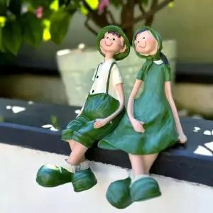 야외 소년소녀 장식품 조각상 조형물 테라스 소형 정원 베란다 화분대